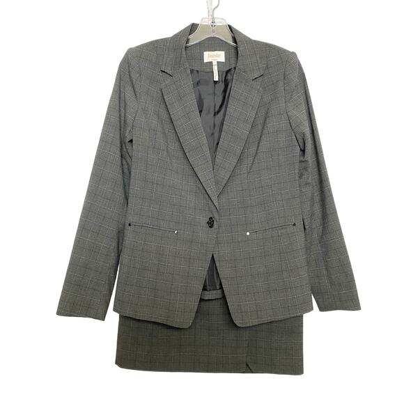 Laundry By Shelli Segal Jackets & Blazers - Laundry Shelli Segal Finely Plaid‎ Grey Suit Jacket Blazer/Skirt Set SZ 6